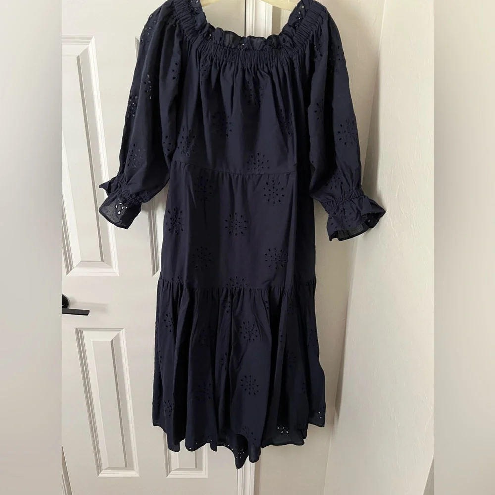 Chico’s Eyelet Off Shoulder Tiered Midi Dress - Picture 4 of 9